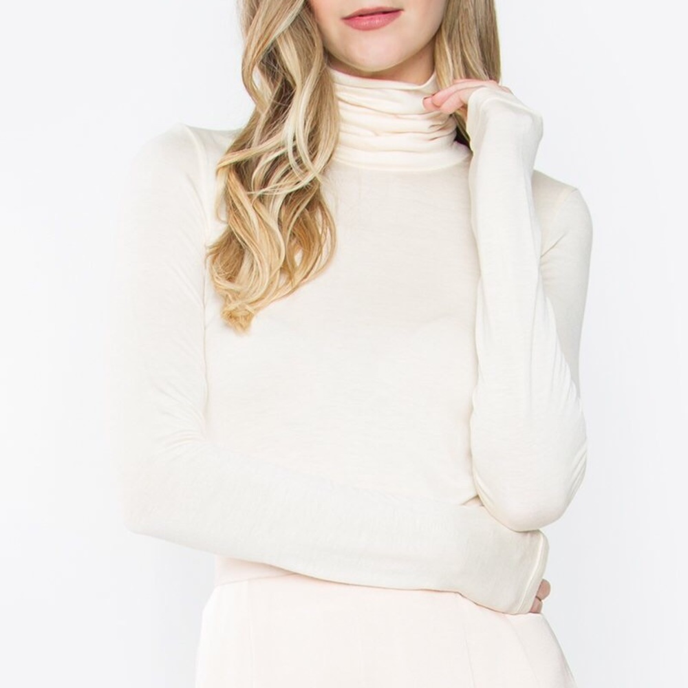 Beige Turtleneck Top